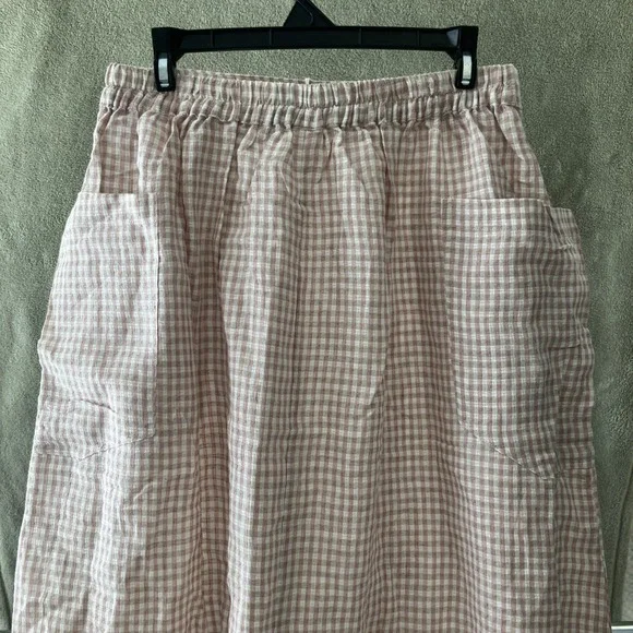NWT Lintico Linen Blend Checked Skirt Large Coastal Preppy Cottage $99 - Picture 5 of 8
